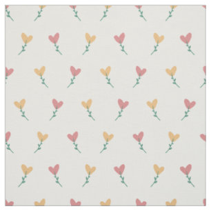 Tissu Cute Girly Pastel Peach Heart Flower Motif
