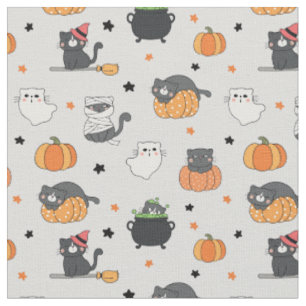 Tissu Cute Halloween Chats et Fantômes Motif