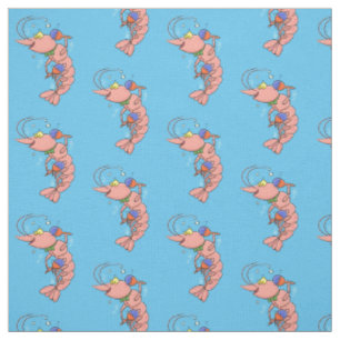 Tissu Cute happy shrimp, dessin animé de crevettes