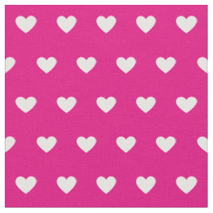 Tissu Cute Hot Rose Coeurs Blancs Motif point