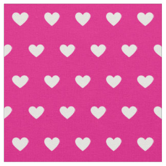 Tissu Cute Hot Rose Coeurs Blancs Motif point
