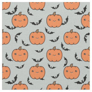 Tissu Cute Jack-O-Lantern Citrouilles et Motif des chauv