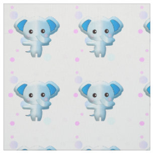 Tissu Cute Little Baby Blue Elephant Fabric