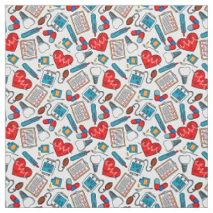 Tissu Cute Médicale Nurse Doctor thème Motif mixte