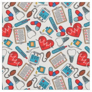Tissu Cute Médicale Nurse Doctor thème Motif mixte