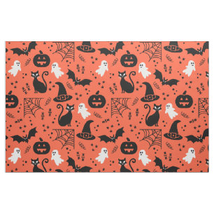 Tissu Cute Orange Citrouille Ghost Motif Halloween