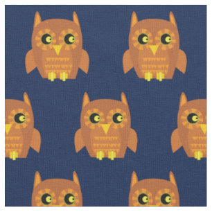 Tissu Cute Owl Bird Kid Baby Nursery Navy Blue