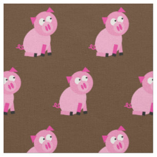 Tissu Cute Pig Kid Baby Nursery Farm Piggy Brown