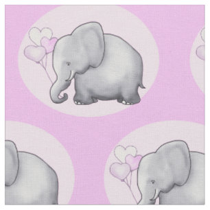 Tissu Cute rose Coeur Balloon Elephant Baby Girl Nursery