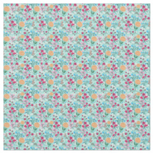 Tissu Cute rose et bleu Petit motif floral