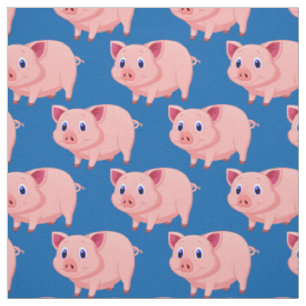 Tissu Cute Rose Pigs Design Fabric