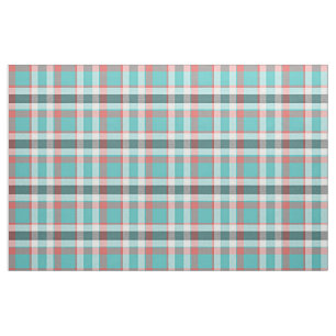 Tissu Cute Rouge Turquoise Rétro Chic Tartan Plaid Moti