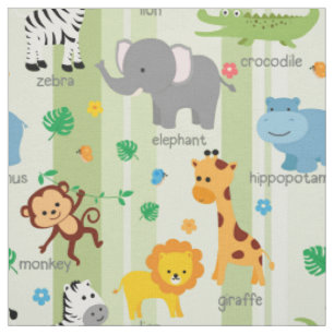 Tissu Cute Safari Animaux Nursery Fabric