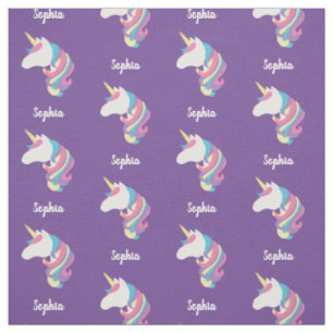 Tissu Cute Unicorn Personnalisé Purple