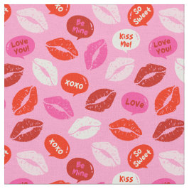 Tissu Cute Valentine's Day Lips rose