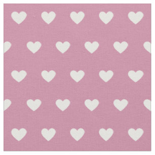 Tissu Cute White Hearts Dot Motif Dusty Rose