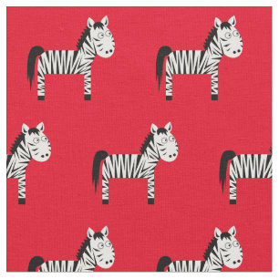 Tissu Cute Zebra Kid Baby Nursery Red