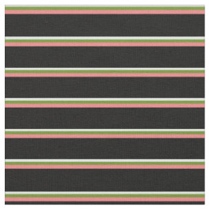 Tissu Cyan clair, vert, corail clair et Motif noir