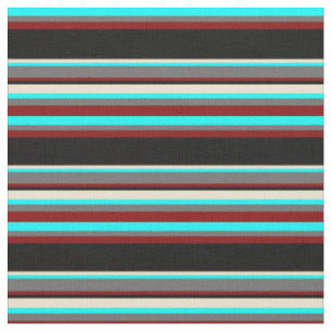 Tissu Cyan, Dim Grey, Maroon, Motif noir et beige