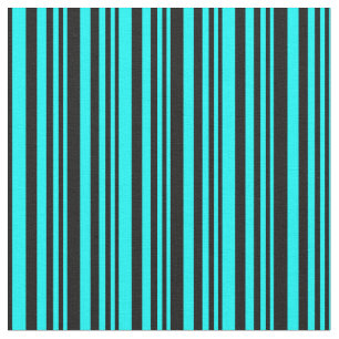 Tissu Cyan et Motif noir des rayures