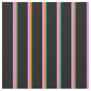 Tissu Cyan foncé, orange foncé, violet et noir