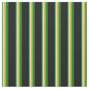 Tissu Cyan foncé, Tan, Goldenrod, Green et Black Lines