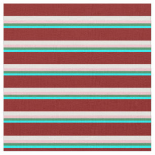 Tissu Cyan, Sea Green, rose, blanc et marron