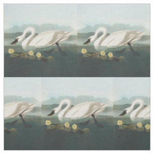 Tissu cygne audubon cygnes d'eau blanche
