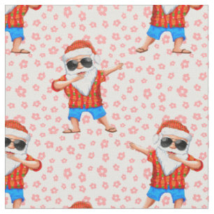 Tissu Dabbing Beach Santa Claus dans une chemise Aloha a