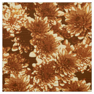 Tissu Dahlia moderne Motif, Brown et or