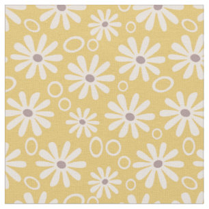 Tissu Daisées et bulles funky Jaune