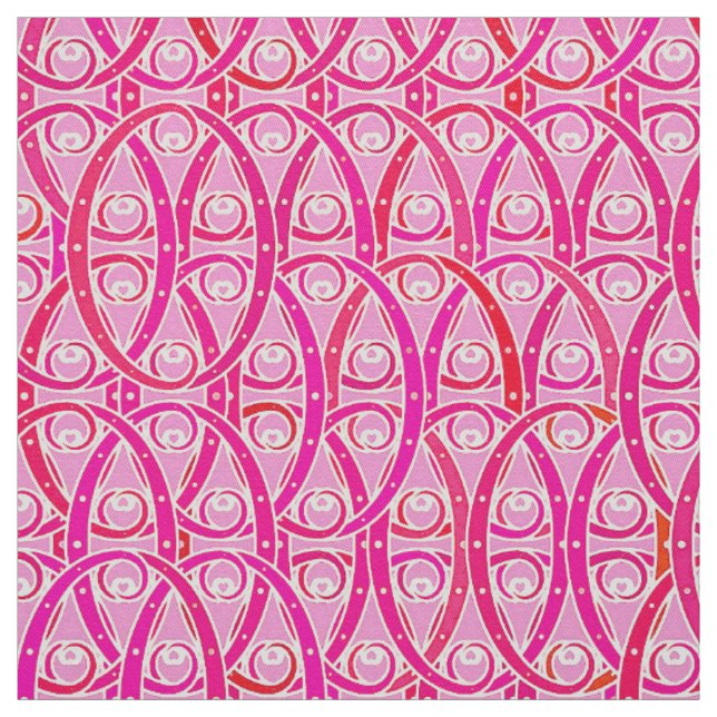 Tissu damas arabesque - fraise rose (Échantillon)