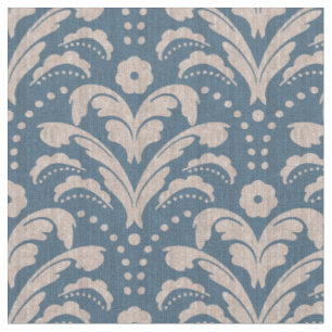 Tissu Damas Art déco bleu et blanc avec Grunge Vintage