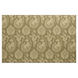Tissu Damas avec serpents ailés, ambre
