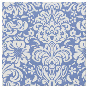 Tissu Damas Floral Bleu