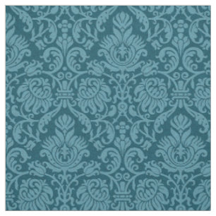 Tissu Damas génoise Renaissance, bleu paon