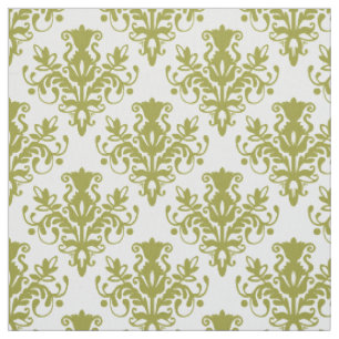 Tissu Damask 02 Motif - Olive on White