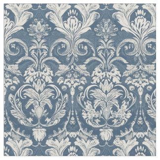 Tissu damassé bleu