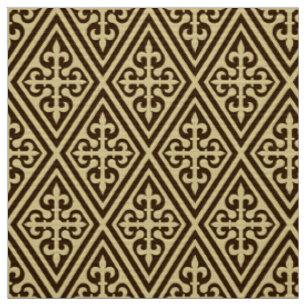 Tissu Damassé croisée médiévale - brun foncé et Tan