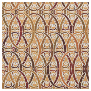 Tissu Damassé d'arabesque - brun et chameau bronzages