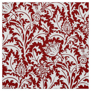 Tissu Damassé de chardon de William Morris, rouge foncé