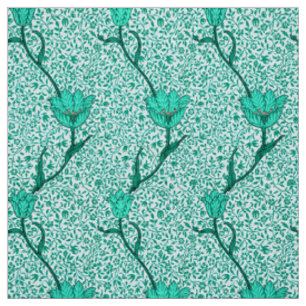 Tissu Damassé de tulipe de Nouveau d'art, turquoise