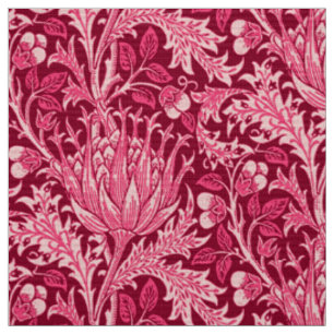 Tissu Damassé de William Morris, rose de fuchsia