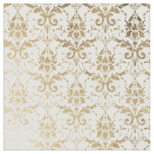 Tissu Damassé florale de faux d'antiquité blanche