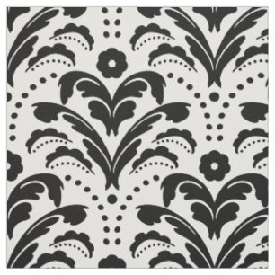 Tissu Damassé florale des années 1930 d'art déco noir