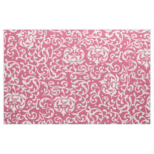 Tissu Damassé florale rose et blanche de la Renaissance