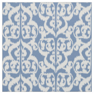 Tissu Damassé maure d'Ikat - bleu et blanc de ciel