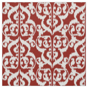 Tissu Damassé maure d'Ikat - rouge foncé et blanche