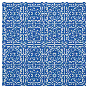 Tissu Damassé médiévale Fleur-De-lis, bleu de cobalt