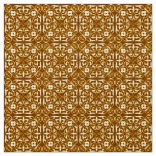 Tissu Damassé médiévale Fleur-De-lis, cuivre et crèm